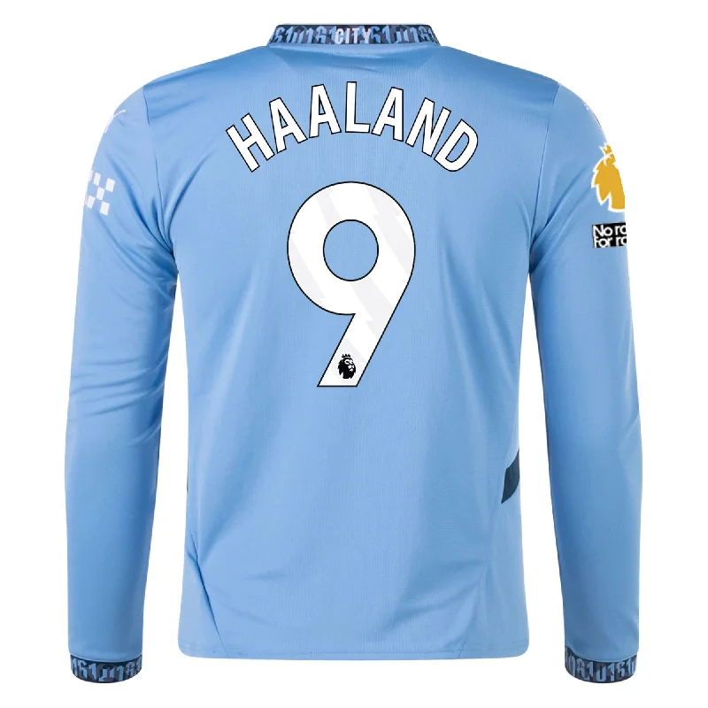 Men's Throwback Rugby Jerseys of Historic Matches and Teams for Rugby History BuffsPuma Manchester City Erling Haaland Home Long Sleeve Jersey w/ EPL + No Room For Racism Patch 24/25 (Team Light/Marine Blue) Men's Throwback Rugby Jerseys of Historic Matches and Teams for Rugby History BuffsPuma Manchester City Erling Haaland Home Long Sleeve Jersey w/ EPL + No Room For Racism Patch 24/25 (Team Light/Marine Blue)