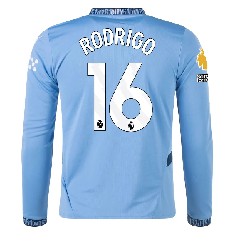 Men's Breathable Polyester Running Jerseys in Bright Neon Colors for High - Visibility WorkoutsPuma Manchester City Rodrigo Home Long Sleeve Jersey w/ EPL + No Room For Racism Patch 24/25 (Team Light/Marine Blue) Men's Breathable Polyester Running Jerseys in Bright Neon Colors for High - Visibility WorkoutsPuma Manchester City Rodrigo Home Long Sleeve Jersey w/ EPL + No Room For Racism Patch 24/25 (Team Light/Marine Blue)