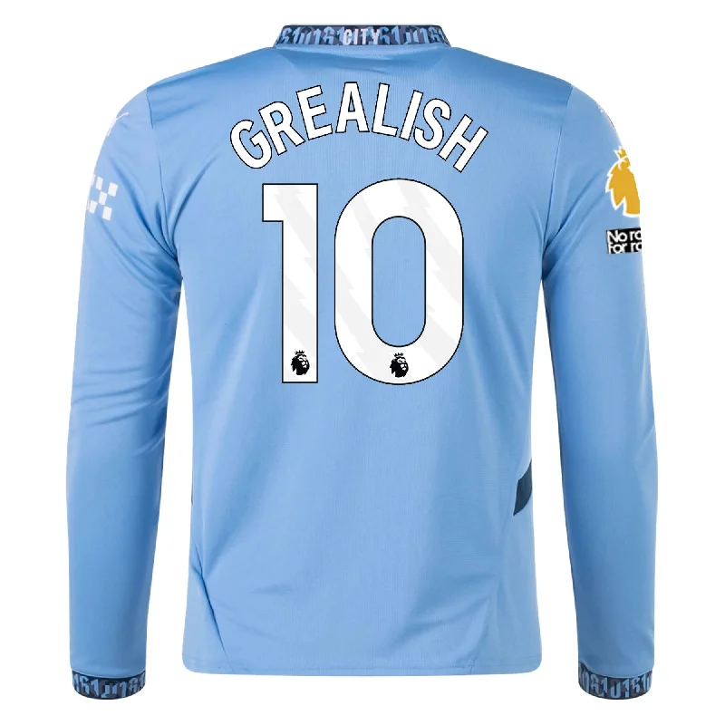 Men's Vintage American Football Jerseys of Legendary Teams for Collectors and FansPuma Manchester City Jack Grealish Home Long Sleeve Jersey w/ EPL + No Room For Racism Patch 24/25 (Team Light/Marine Blue) Men's Vintage American Football Jerseys of Legendary Teams for Collectors and FansPuma Manchester City Jack Grealish Home Long Sleeve Jersey w/ EPL + No Room For Racism Patch 24/25 (Team Light/Marine Blue)