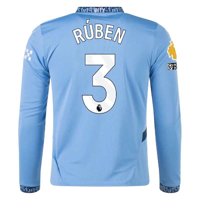 Men's Limited - Release American Football Jerseys of Rookie Stars for Early Adopters and FansPuma Manchester City Rúben Dias Home Long Sleeve Jersey w/ EPL + No Room For Racism Patch 24/25 (Team Light/Marine Blue) Men's Limited - Release American Football Jerseys of Rookie Stars for Early Adopters and FansPuma Manchester City Rúben Dias Home Long Sleeve Jersey w/ EPL + No Room For Racism Patch 24/25 (Team Light/Marine Blue)