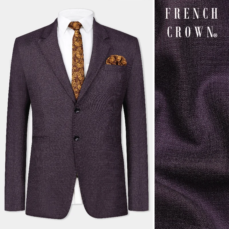 Men's Stretch - Fabric Blazer in Black for a Comfortable and Flexible Everyday WearRasin Purple Wool Rich Blazer Men's Stretch - Fabric Blazer in Black for a Comfortable and Flexible Everyday WearRasin Purple Wool Rich Blazer