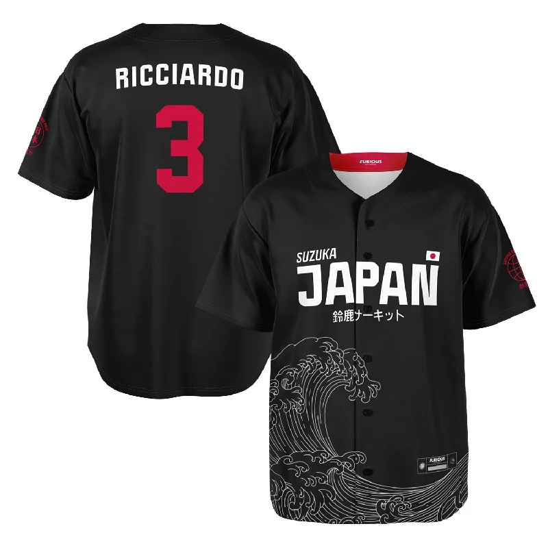 Men's Sustainable Organic Cotton Rugby Jerseys for Eco - Conscious Sports EnthusiastsRicciardo - Carbon Black Suzuka "Great Wave" Jersey Men's Sustainable Organic Cotton Rugby Jerseys for Eco - Conscious Sports EnthusiastsRicciardo - Carbon Black Suzuka "Great Wave" Jersey