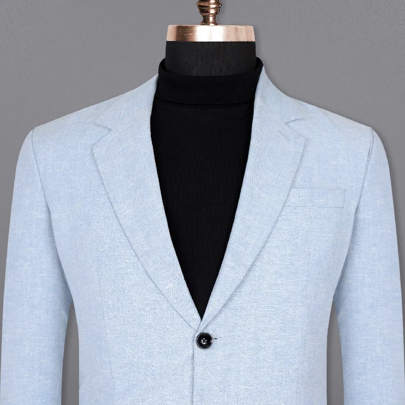 Plus Size Men's Floral Print Blazer in Pink and Purple for a Bold and Fashion - Forward StatementSky Blue Luxurious Linen Blazer
