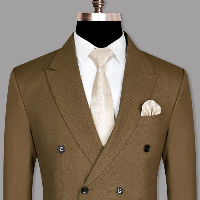 Men's Metallic - Trimmed Blazer in Silver for a Glamorous and Eye - Catching Party AttireSoil Brown Wool Rich Double Breasted Blazer Men's Metallic - Trimmed Blazer in Silver for a Glamorous and Eye - Catching Party AttireSoil Brown Wool Rich Double Breasted Blazer