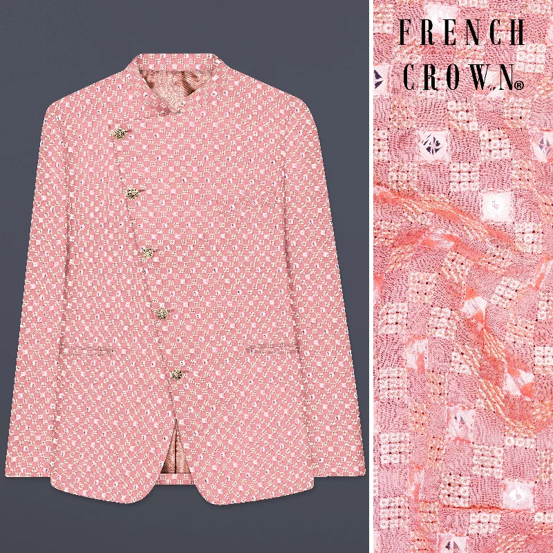 Plus Size Men's Paisley Print Silk Blazer in Royal Blue for a Statement - Making Party OutfitTurkish Pink Embroidered Cross Placket Bandhgala Jodhpuri Plus Size Men's Paisley Print Silk Blazer in Royal Blue for a Statement - Making Party OutfitTurkish Pink Embroidered Cross Placket Bandhgala Jodhpuri