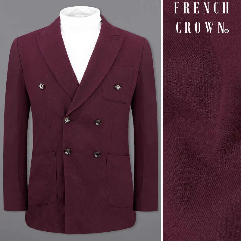 Men's Patterned Checkered Cotton Blazer in Multicolor for a Stylish and Trendy AppearanceWine Berry Wool Rich Double Breasted Sports Blazer Men's Patterned Checkered Cotton Blazer in Multicolor for a Stylish and Trendy AppearanceWine Berry Wool Rich Double Breasted Sports Blazer
