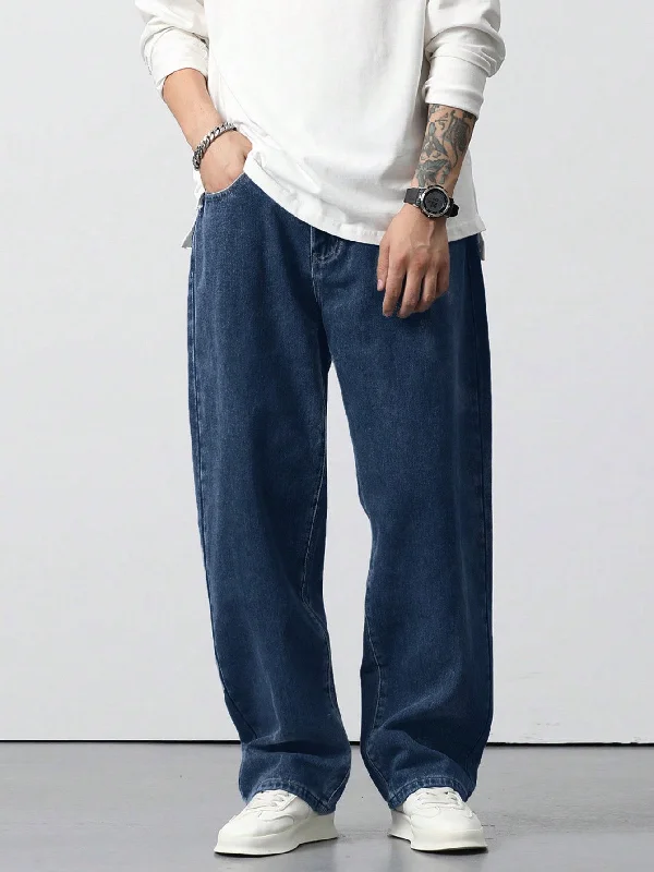 Plus Size Men's Relaxed Fit Jeans with a Tapered Leg for a Laid - Back VibeAir Force Blue Baggy Fit Rigid Jeans Plus Size Men's Relaxed Fit Jeans with a Tapered Leg for a Laid - Back VibeAir Force Blue Baggy Fit Rigid Jeans