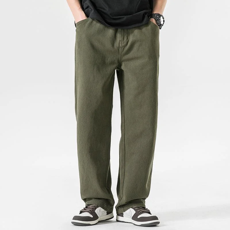 Men's Straight Leg Raw Denim Jeans for a Minimalist and Durable OptionArmy Green Baggy Fit Straight Leg Jeans Men's Straight Leg Raw Denim Jeans for a Minimalist and Durable OptionArmy Green Baggy Fit Straight Leg Jeans