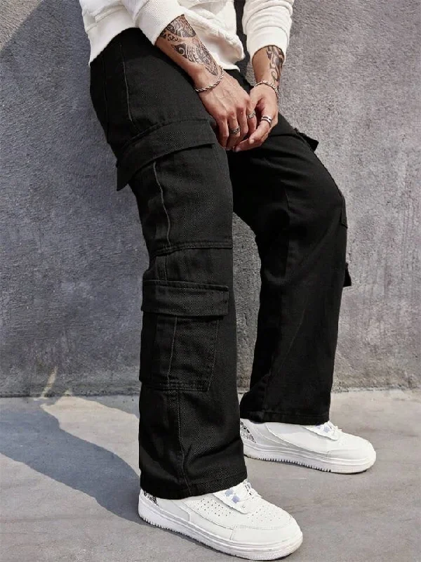 Men's Jeans with a Hidden Coin Pocket for Added ConvenienceCarbon Black Men Baggy Fit Cargo Men's Jeans with a Hidden Coin Pocket for Added ConvenienceCarbon Black Men Baggy Fit Cargo