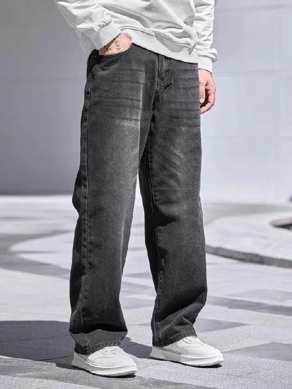 Plus Size Men's Relaxed Fit Jeans with a Tapered Leg for a Laid - Back VibeCharcoal Raw Wash Baggy Fit Jeans Plus Size Men's Relaxed Fit Jeans with a Tapered Leg for a Laid - Back VibeCharcoal Raw Wash Baggy Fit Jeans