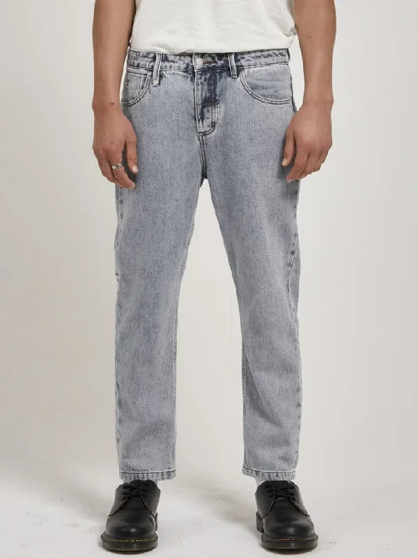 Men's High - Waisted Jeans in a Medium Wash for a Vintage - Style RevivalChopped Denim Jean - Garage Blue Men's High - Waisted Jeans in a Medium Wash for a Vintage - Style RevivalChopped Denim Jean - Garage Blue