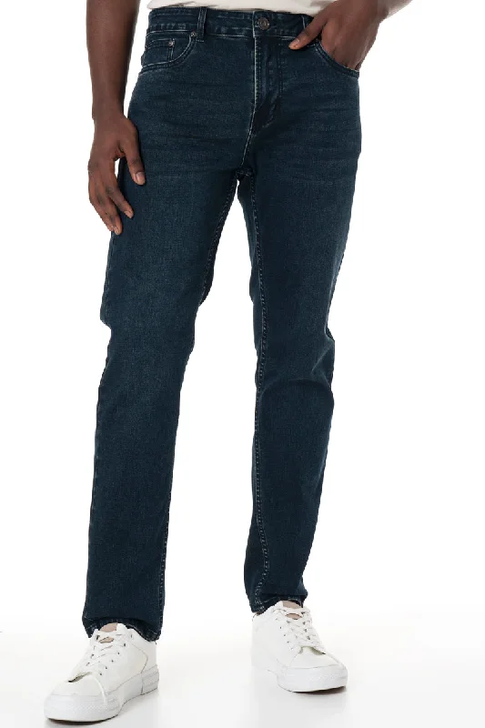 Men's High - Waisted Jeans in a Medium Wash for a Vintage - Style RevivalRf02 Core Skinny Jeans _ 146948 _ Dark Blue Men's High - Waisted Jeans in a Medium Wash for a Vintage - Style RevivalRf02 Core Skinny Jeans _ 146948 _ Dark Blue