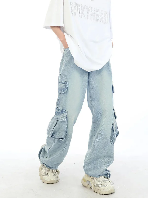 Plus Size Men's Relaxed Fit Jeans with a Tapered Leg for a Laid - Back VibeDusty Blue Baggy Cargos Plus Size Men's Relaxed Fit Jeans with a Tapered Leg for a Laid - Back VibeDusty Blue Baggy Cargos