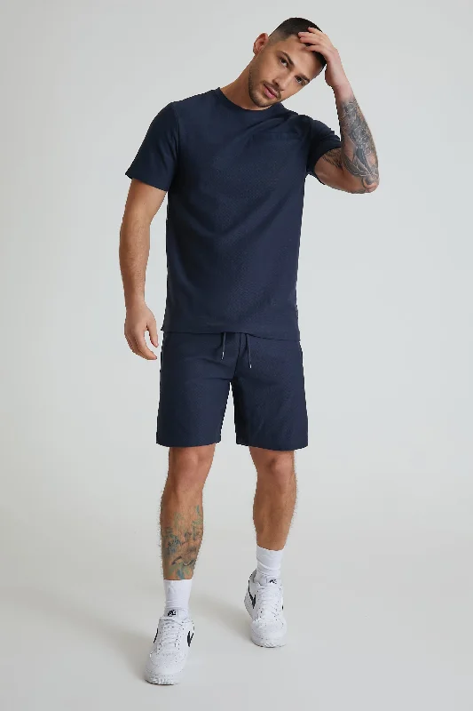 Men's Distressed Jeans with Patches for a Retro and DIY - Inspired AppearanceEdwin textured crew neck Navy Men's Distressed Jeans with Patches for a Retro and DIY - Inspired AppearanceEdwin textured crew neck Navy