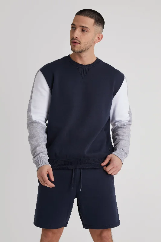 Men's Stretch Jeans with a Moisture - Wicking Lining for Active LifestylesEzra premium cut & sew fleece Sweat in Navy Men's Stretch Jeans with a Moisture - Wicking Lining for Active LifestylesEzra premium cut & sew fleece Sweat in Navy