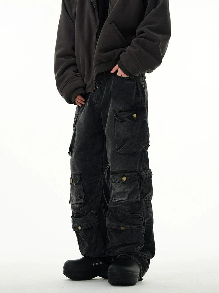 Men's Jeans with a Cargo - Inspired Knee Pocket for Extra StorageFaded Black Multi Purpose Pocket Baggy Cargo Jeans Men's Jeans with a Cargo - Inspired Knee Pocket for Extra StorageFaded Black Multi Purpose Pocket Baggy Cargo Jeans