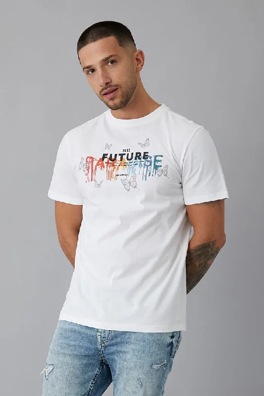 Plus Size Men's Bootcut Jeans with a Belt Loop Upgrade for a Stylish TouchFuture Printed crew neck t-shirt in Optic White Plus Size Men's Bootcut Jeans with a Belt Loop Upgrade for a Stylish TouchFuture Printed crew neck t-shirt in Optic White