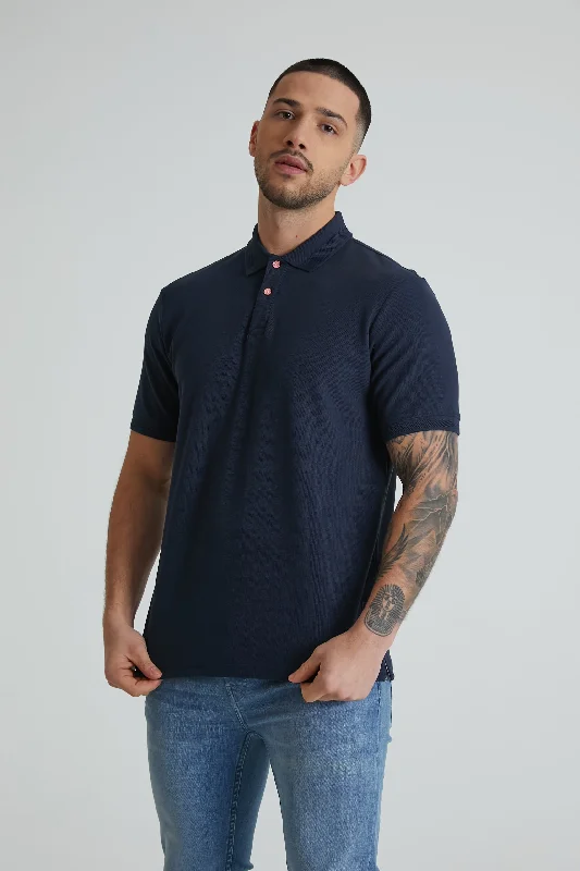 Plus Size Men's Straight Leg Jeans with Reinforced Knees for DurabilityKuga honeycomb pique polo in Navy Plus Size Men's Straight Leg Jeans with Reinforced Knees for DurabilityKuga honeycomb pique polo in Navy