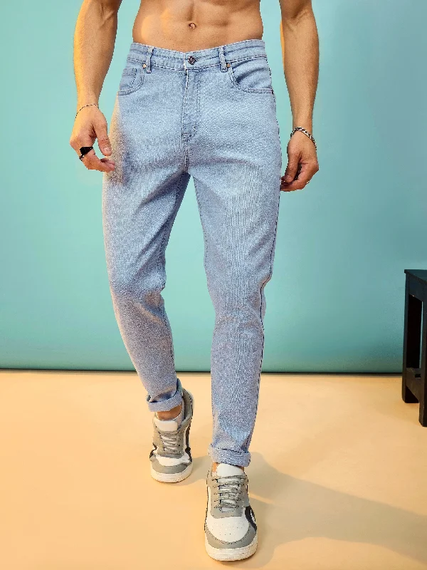 Men's Low - Rise Jeans in a Light Wash for a Casual and Youthful LookMen Blue Washed Slim Fit Jeans Men's Low - Rise Jeans in a Light Wash for a Casual and Youthful LookMen Blue Washed Slim Fit Jeans