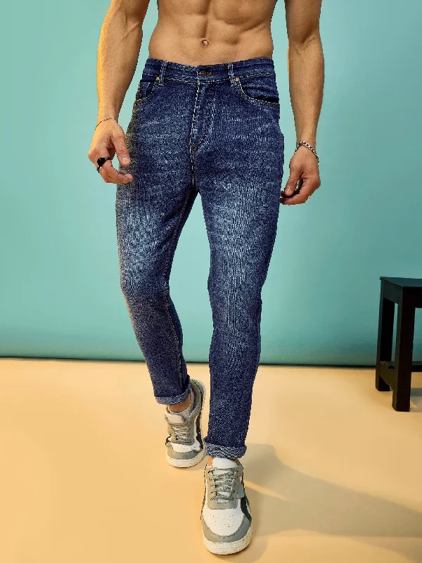 Men's Jeans with a Button - Fly for a Traditional and Classic AestheticMen Navy Washed Slim Fit Jeans Men's Jeans with a Button - Fly for a Traditional and Classic AestheticMen Navy Washed Slim Fit Jeans