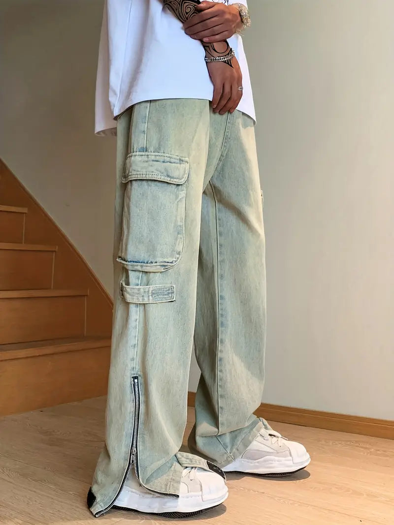 Men's Jeans with an Elastic Waistband for Ultimate ComfortMen's Casual Street Style Distressed Baggy Jeans