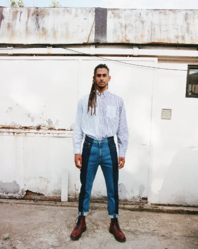 Men's Jeans with a Frayed Hem for a Casual and Effortless StyleMen's Straight Leg Jean Mid/Dark Blue