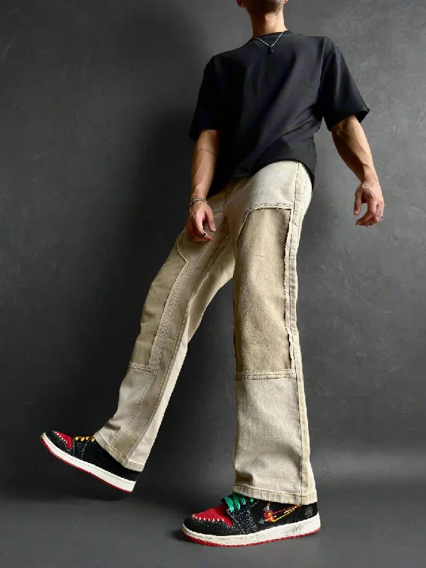 Men's Jeans with a Zip - Off Lower Leg for Convertible StyleNeutral Dual Tone Loose Straight Leg Jeans Men's Jeans with a Zip - Off Lower Leg for Convertible StyleNeutral Dual Tone Loose Straight Leg Jeans