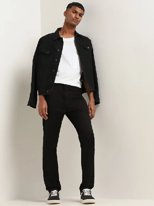 Men's Slim Fit Stretch Jeans in Dark Wash for a Modern and Comfortable LookNuon Black Slim - Fit Mid - Rise Jeans Men's Slim Fit Stretch Jeans in Dark Wash for a Modern and Comfortable LookNuon Black Slim - Fit Mid - Rise Jeans