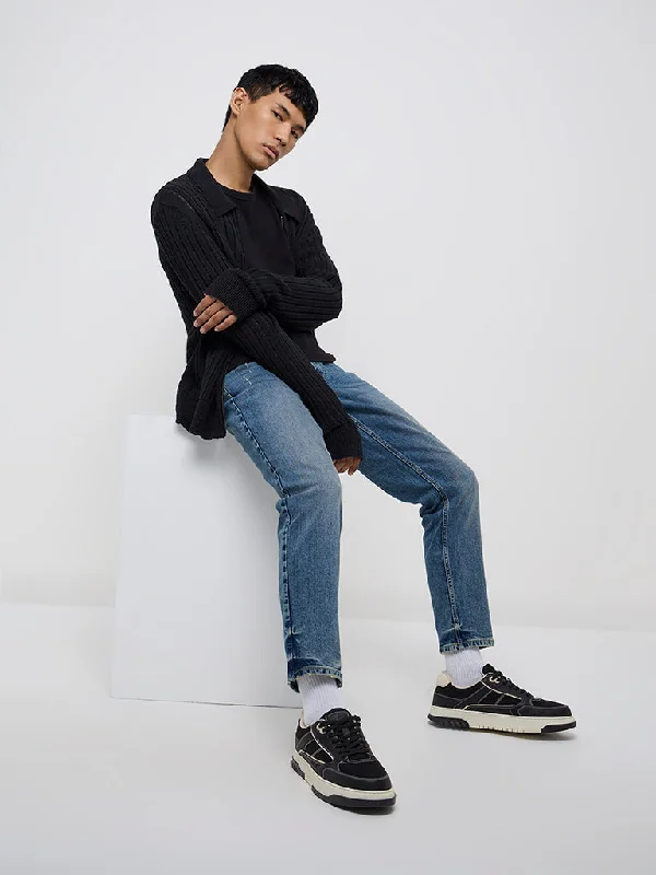 Men's Jeans with an Elastic Waistband for Ultimate ComfortNuon Blue Faded Slim - Fit Mid - Rise Jeans