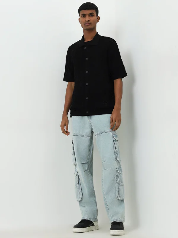 Plus Size Men's Bootcut Jeans with a Belt Loop Upgrade for a Stylish TouchNuon Light Blue Cargo-Style Relaxed - Fit Mid - Rise Jeans Plus Size Men's Bootcut Jeans with a Belt Loop Upgrade for a Stylish TouchNuon Light Blue Cargo-Style Relaxed - Fit Mid - Rise Jeans