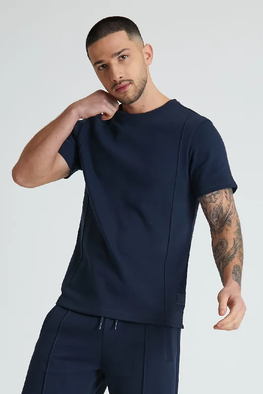 Men's Jeans with an Elastic Waistband for Ultimate ComfortRanger Pique crew neck Navy Men's Jeans with an Elastic Waistband for Ultimate ComfortRanger Pique crew neck Navy