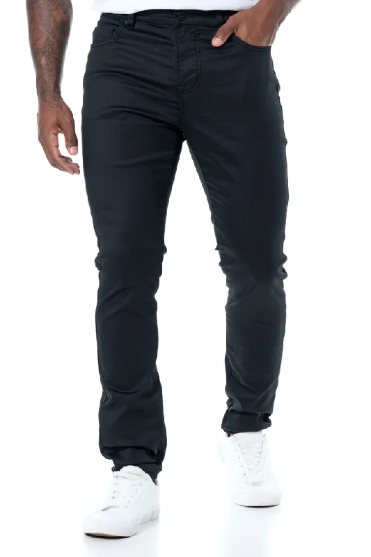 Men's Jeans with a Cargo - Inspired Knee Pocket for Extra StorageRf02 Coated Skinny Jeans _ 147249 _ Black Men's Jeans with a Cargo - Inspired Knee Pocket for Extra StorageRf02 Coated Skinny Jeans _ 147249 _ Black