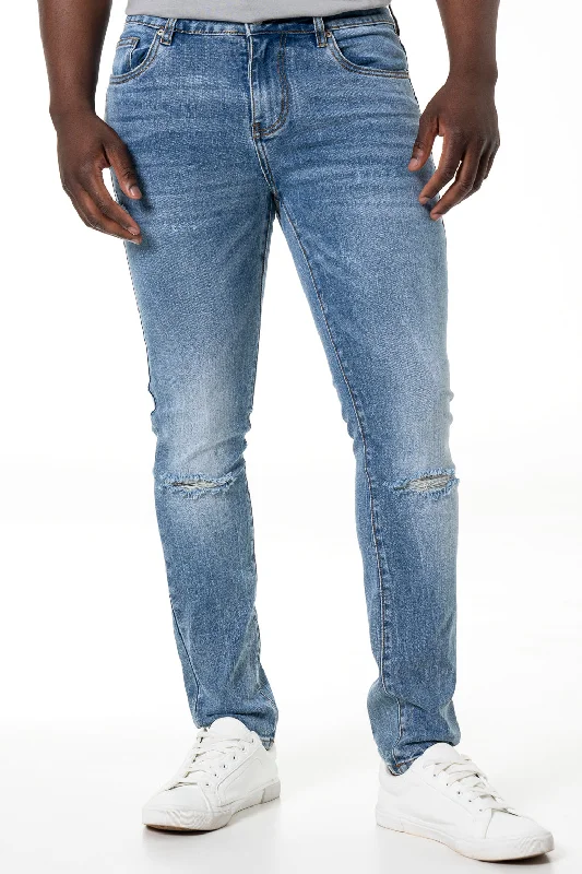 Men's Ripped Skinny Jeans in Acid Wash for an Edgy and Punk - Inspired StyleRf02 Ripped Skinny Denim Jeans _ 140442 _ Mid Wash Men's Ripped Skinny Jeans in Acid Wash for an Edgy and Punk - Inspired StyleRf02 Ripped Skinny Denim Jeans _ 140442 _ Mid Wash