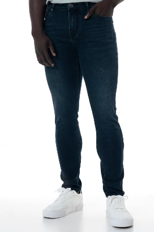 Men's Jeans with a Cargo - Inspired Knee Pocket for Extra StorageRf02 Skinny Jeans _ 152040 _ Dark Blue Men's Jeans with a Cargo - Inspired Knee Pocket for Extra StorageRf02 Skinny Jeans _ 152040 _ Dark Blue