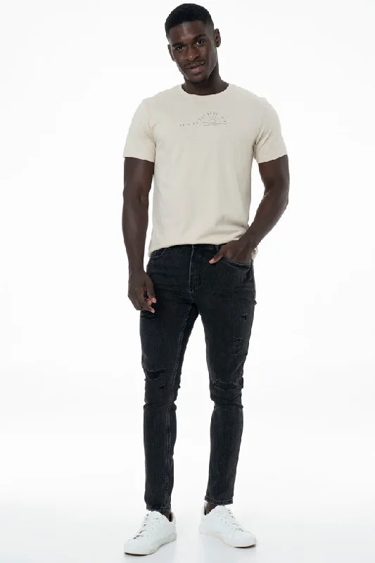 Men's Low - Rise Jeans in a Light Wash for a Casual and Youthful LookRf10 Rip & Repair Skinny Denim Jeans _ 140443 _ Black Wash Men's Low - Rise Jeans in a Light Wash for a Casual and Youthful LookRf10 Rip & Repair Skinny Denim Jeans _ 140443 _ Black Wash