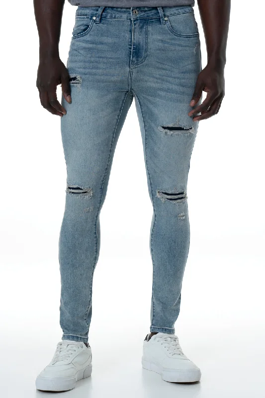 Men's Low - Rise Jeans in a Light Wash for a Casual and Youthful LookRf10 Ripped Super Skinny Jeans _ 156186 _ Light Wash Men's Low - Rise Jeans in a Light Wash for a Casual and Youthful LookRf10 Ripped Super Skinny Jeans _ 156186 _ Light Wash