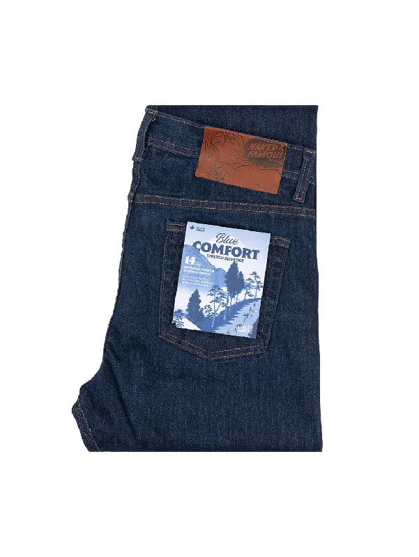 Men's Slim Fit Stretch Jeans in Dark Wash for a Modern and Comfortable LookWeird Guy Jean - Blue Comfort Selvedge Men's Slim Fit Stretch Jeans in Dark Wash for a Modern and Comfortable LookWeird Guy Jean - Blue Comfort Selvedge