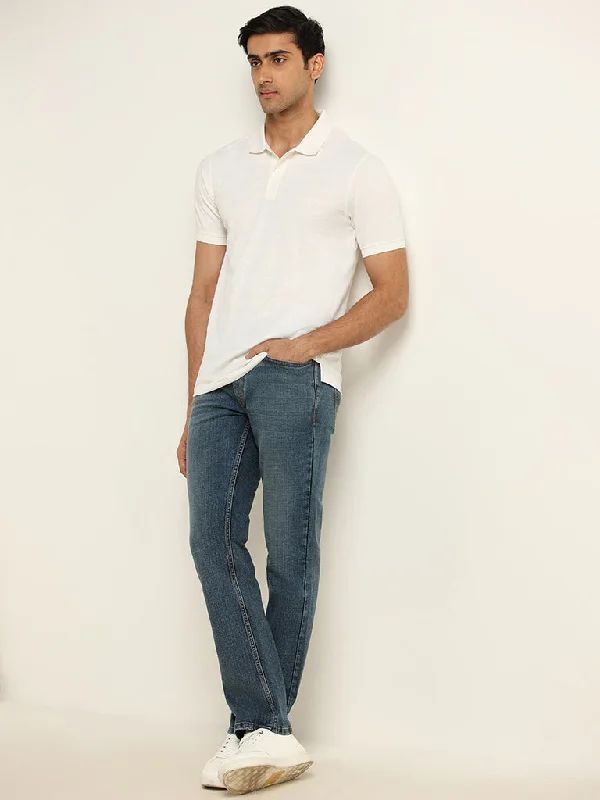 Plus Size Men's Relaxed Fit Jeans with a Tapered Leg for a Laid - Back VibeWES Casuals Blue Washed Relaxed-Fit Mid Rise Jeans Plus Size Men's Relaxed Fit Jeans with a Tapered Leg for a Laid - Back VibeWES Casuals Blue Washed Relaxed-Fit Mid Rise Jeans