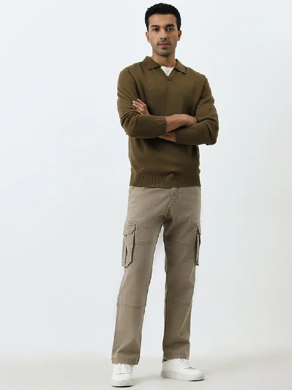 Men's Straight Leg Raw Denim Jeans for a Minimalist and Durable OptionWES Casuals Taupe Relaxed - Fit Mid - Rise Cargo Jeans Men's Straight Leg Raw Denim Jeans for a Minimalist and Durable OptionWES Casuals Taupe Relaxed - Fit Mid - Rise Cargo Jeans