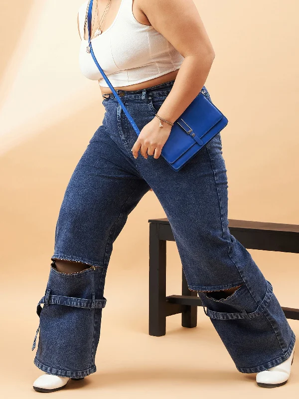 Men's Jeans with a Cargo - Inspired Knee Pocket for Extra StorageWomen Blue Acid Wash Hem Zipper Detail Straight Jeans Men's Jeans with a Cargo - Inspired Knee Pocket for Extra StorageWomen Blue Acid Wash Hem Zipper Detail Straight Jeans