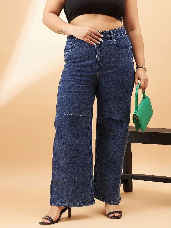 Plus Size Men's Bootcut Jeans with a Belt Loop Upgrade for a Stylish TouchWomen Blue Acid Wash Knee Slash Straight Jeans Plus Size Men's Bootcut Jeans with a Belt Loop Upgrade for a Stylish TouchWomen Blue Acid Wash Knee Slash Straight Jeans