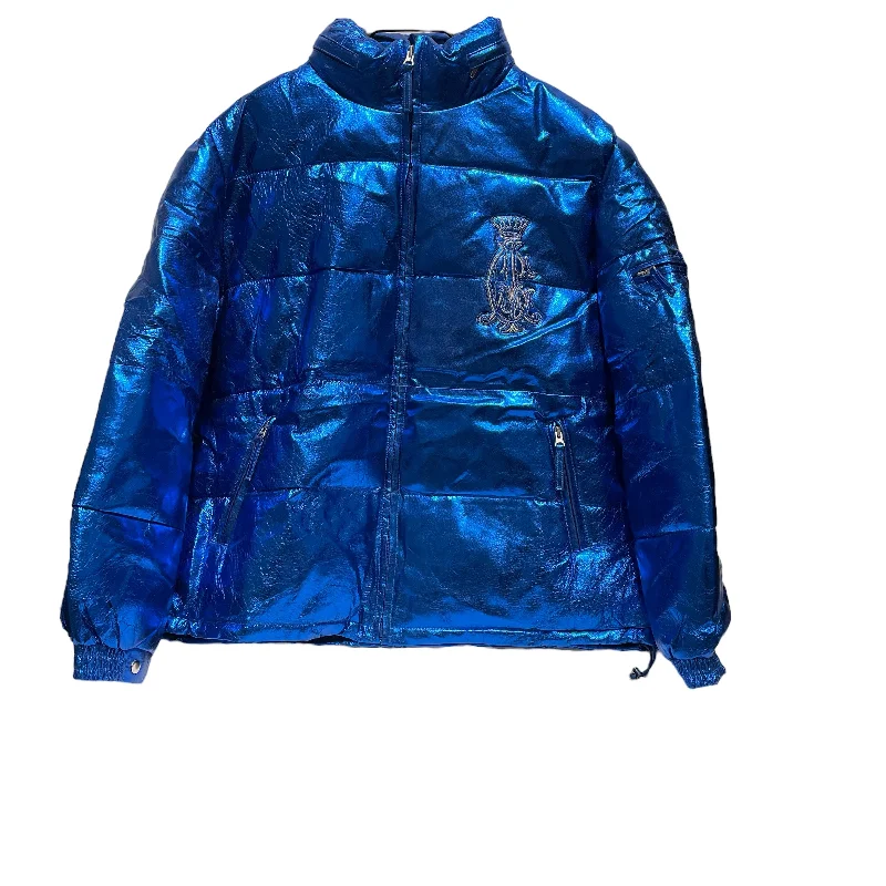 Fleece - lined men jackets for cold - weather commutingEd Hardy/Puffer Jkt/XL/BLU/Graphic/METALLIC Fleece - lined men jackets for cold - weather commutingEd Hardy/Puffer Jkt/XL/BLU/Graphic/METALLIC