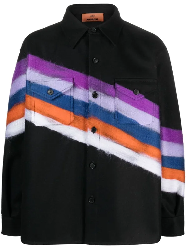 Down - filled men jackets in bright colors for winter fashionBrushed-Effect Striped Shirt Jacket Down - filled men jackets in bright colors for winter fashionBrushed-Effect Striped Shirt Jacket