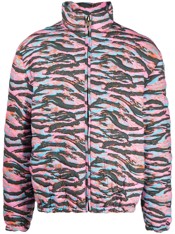 Slim - fit leather men jackets with a distressed finish for a rugged lookCamouflage Jacquard Padded Jacket Slim - fit leather men jackets with a distressed finish for a rugged lookCamouflage Jacquard Padded Jacket