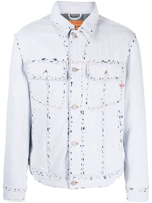 Hooded men jackets with a detachable faux - fur trim for added warmthD-Barcy Ripped Denim Jacket Hooded men jackets with a detachable faux - fur trim for added warmthD-Barcy Ripped Denim Jacket