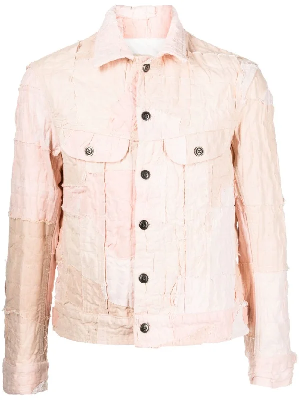 Men jackets with a built - in hood that can be stowed away when not in useDistressed-Effect Cotton Shirt Jacket Men jackets with a built - in hood that can be stowed away when not in useDistressed-Effect Cotton Shirt Jacket