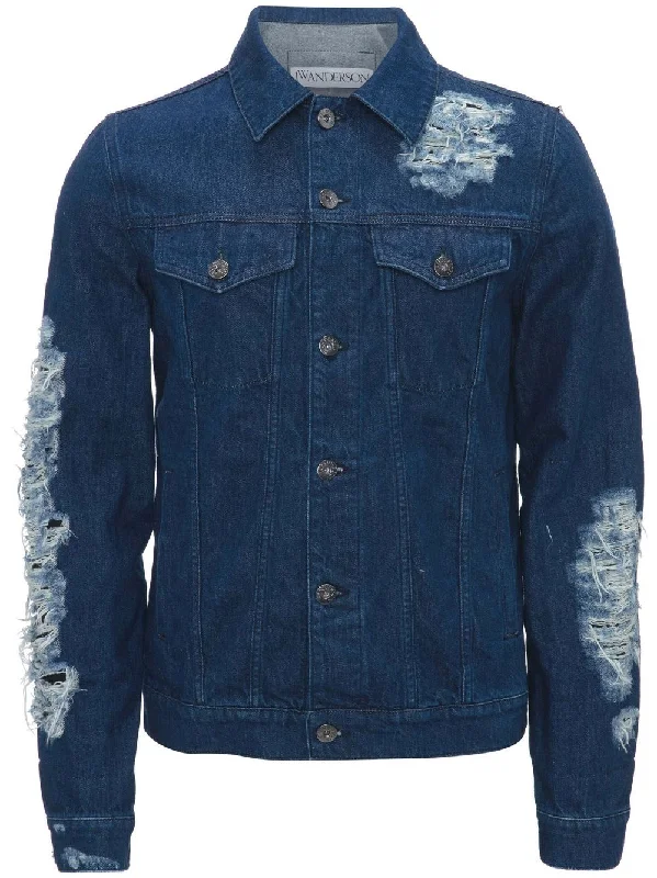 Waterproof men jackets with taped seams for heavy rain protectionDistressed -Effect Denim Jacket Waterproof men jackets with taped seams for heavy rain protectionDistressed -Effect Denim Jacket