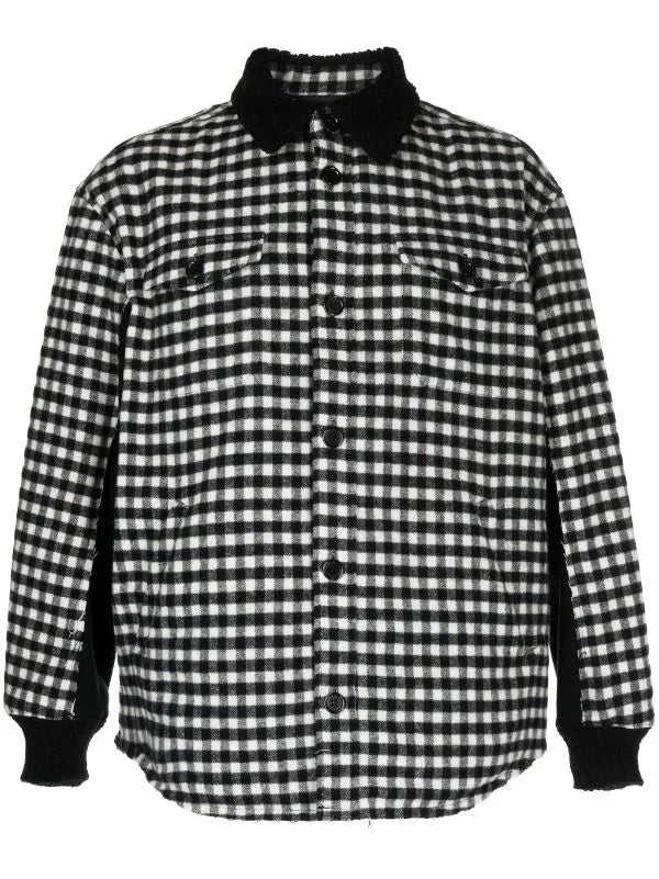 Men jackets with a built - in hood that can be stowed away when not in useGingham-Check Flannel Shirt Jacket Men jackets with a built - in hood that can be stowed away when not in useGingham-Check Flannel Shirt Jacket
