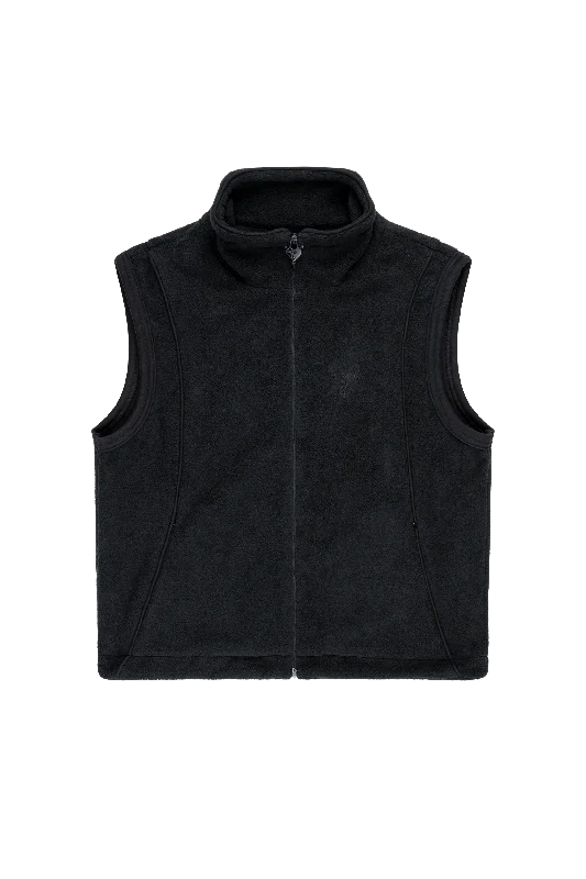 Men jackets with a built - in hood that can be stowed away when not in useHEAVY HEART FLEECE VEST BLACK Men jackets with a built - in hood that can be stowed away when not in useHEAVY HEART FLEECE VEST BLACK