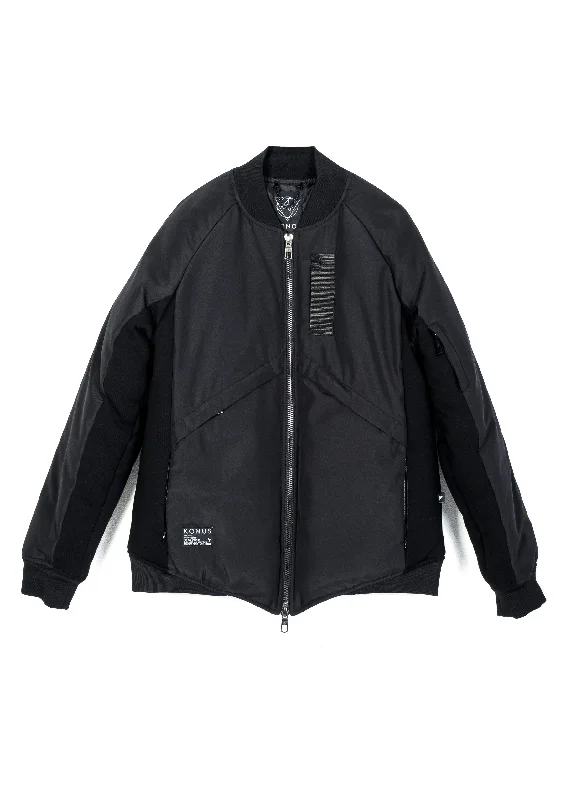 Fleece - lined men jackets for cold - weather commutingKonus Men's Bomber Jacket with Hidden Pocket in Black Fleece - lined men jackets for cold - weather commutingKonus Men's Bomber Jacket with Hidden Pocket in Black